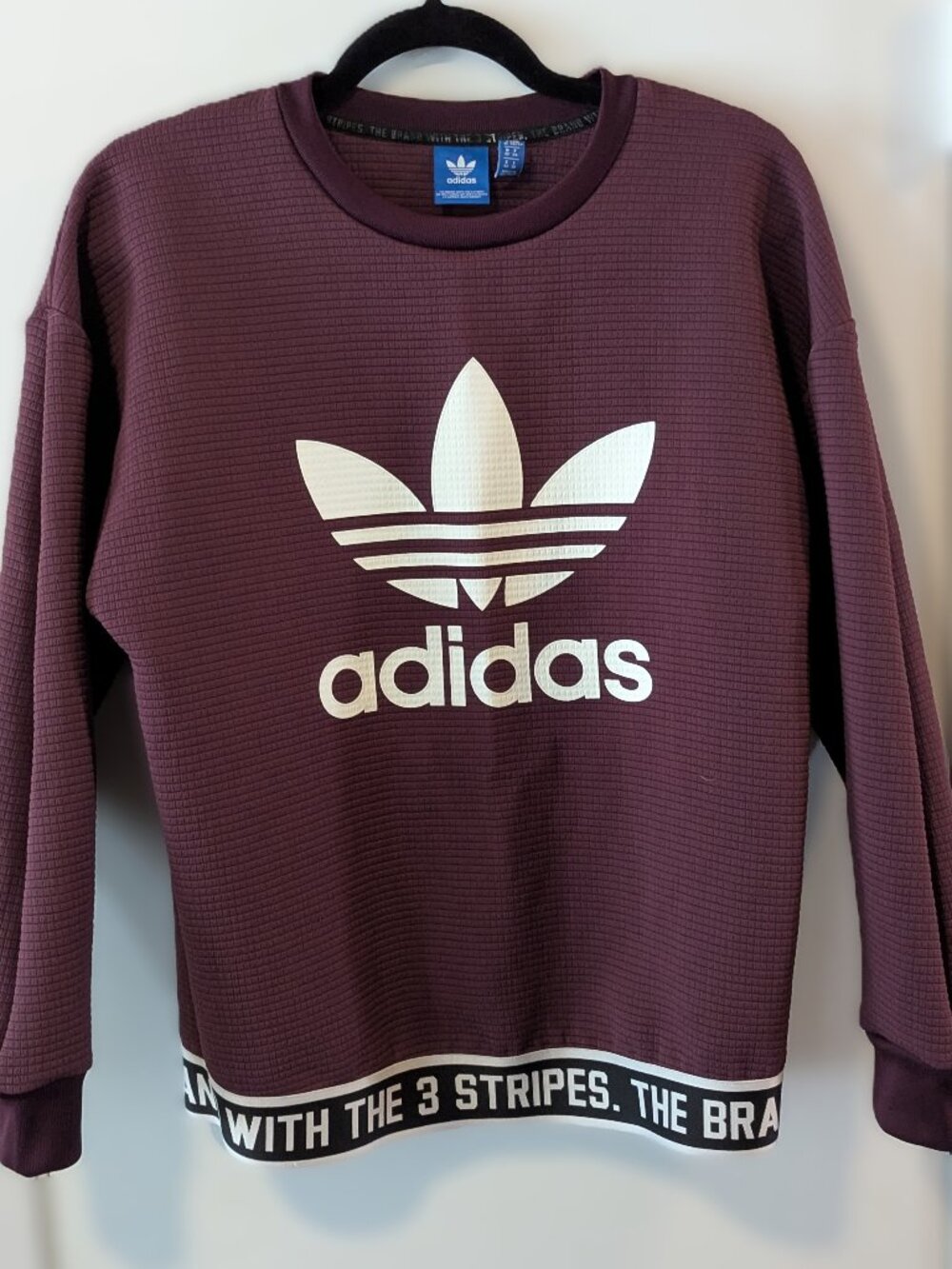Adidas "The Brand With The 3 Stripes" Ribbed Crewneck Pullover - XS